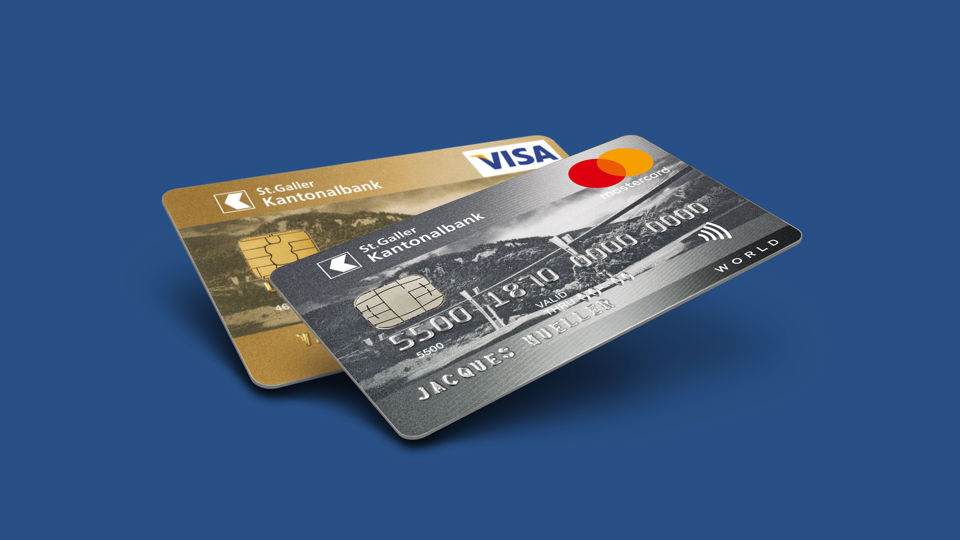 Visa Gold und Mastercard Silber Kreditkarten der St.Galler Kantonalbank 