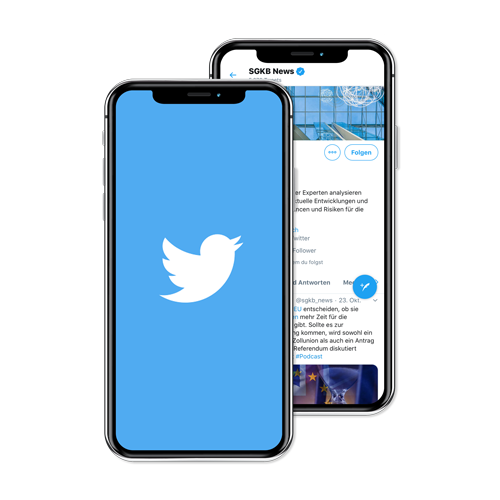Der Twitter-Kanal der St.Galler Kantonalbank auf einem Smartphone