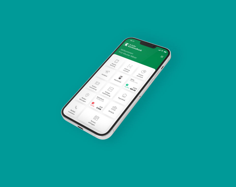 App der St.Galler Kantonalbank auf einem Smartphone