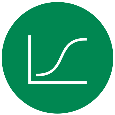 Grünes Icon - Aufwärtskurve in einem Diagramm