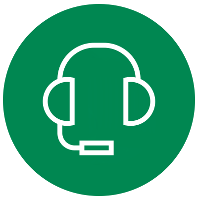 Grünes Icon eines Headsets - Kontakt