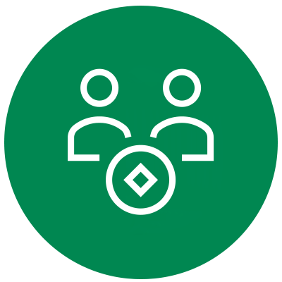 Grünes Icon - Zwei Personen verwalten zusammen ein Konto