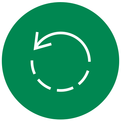 Grünes Icon - Im Kreis verlaufender Pfeil für die Abwicklung eines Prozesses